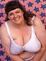 White big BBW Sincerely Yours stripping and showing her monster juggs